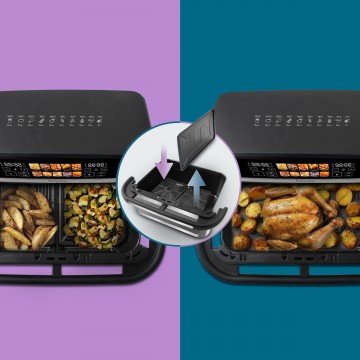 Rohnson Air Fryer με Διπλό Αποσπώμενο Κάδο 12lt Ασημί R-2882